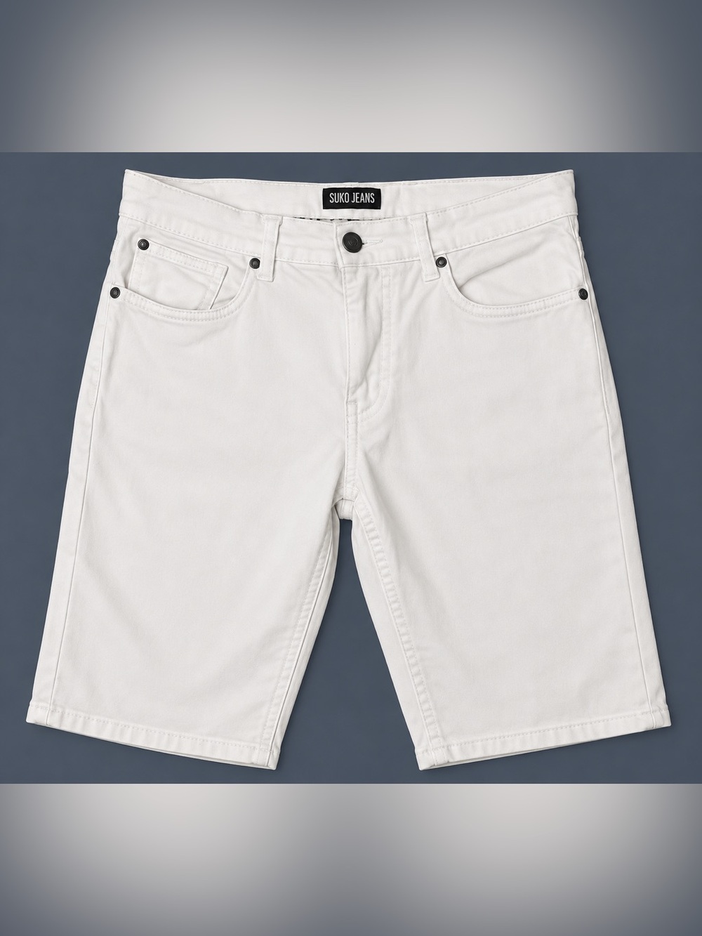 Suko Jeans Men's Slim White Denim Shorts